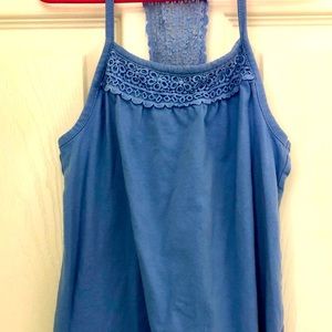 Blue Tank Top with Lace